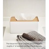 image:imageYamazaki Home Rin Reusable Tissue Box Cover Metal Holder Container Case with Natural Wooden Lid  SteelAsh