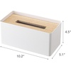 image:imageYamazaki Home Rin Reusable Tissue Box Cover Metal Holder Container Case with Natural Wooden Lid  SteelAsh