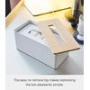 image:imageYamazaki Home Rin Reusable Tissue Box Cover Metal Holder Container Case with Natural Wooden Lid  SteelAsh