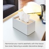image:imageYamazaki Home Rin Reusable Tissue Box Cover Metal Holder Container Case with Natural Wooden Lid  SteelAsh