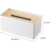 image:imageYamazaki Home Rin Reusable Tissue Box Cover Metal Holder Container Case with Natural Wooden Lid  SteelAsh