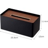 image:imageYamazaki Home Rin Reusable Tissue Box Cover Metal Holder Container Case with Natural Wooden Lid  SteelWalnut