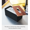 image:imageYamazaki Home Rin Reusable Tissue Box Cover Metal Holder Container Case with Natural Wooden Lid  SteelWalnut