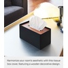 image:imageYamazaki Home Rin Reusable Tissue Box Cover Metal Holder Container Case with Natural Wooden Lid  SteelWalnut