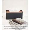 image:imageYamazaki Home Rin Reusable Tissue Box Cover Metal Holder Container Case with Natural Wooden Lid  SteelWalnut