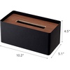 image:imageYamazaki Home Rin Reusable Tissue Box Cover Metal Holder Container Case with Natural Wooden Lid  SteelWalnut