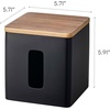 image:imageYamazaki Home Rin Tissue Paper Case with Removable Wooden Lid  Tissue Or Toilet Paper Or Paper Towel Rectangular Storage Holder for Kitchen Bathroom Or Bedroom  Polystone Walnut