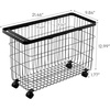 image:imageYamazaki Home Rolling Laundry Basket Short Wheeled Hamper Steel White  Small metal laundry hamper cart features smoothrolling wheels and a convenient builtin handle Suits modern home storageBlack