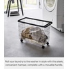 image:imageYamazaki Home Rolling Laundry Basket Short Wheeled Hamper Steel White  Small metal laundry hamper cart features smoothrolling wheels and a convenient builtin handle Suits modern home storageBlack