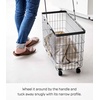 image:imageYamazaki Home Rolling Laundry Basket Short Wheeled Hamper Steel White  Small metal laundry hamper cart features smoothrolling wheels and a convenient builtin handle Suits modern home storageBlack