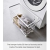 image:imageYamazaki Home Rolling Laundry Basket Short Wheeled Hamper Steel White  Small metal laundry hamper cart features smoothrolling wheels and a convenient builtin handle Suits modern home storageWhite