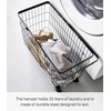 image:imageYamazaki Home Rolling Laundry Basket Short Wheeled Hamper Steel White  Small metal laundry hamper cart features smoothrolling wheels and a convenient builtin handle Suits modern home storageBlack