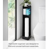 image:imageYamazaki Home Slim Rolling Toilet Paper Storage Cart for Bathroom Black  Slim toilet paper organizer and rolling bathroom storage Features an adjustable shelf amp durable steel toilet paper stockerBlack