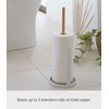 image:imageYamazaki Home Toilet Paper Stocker Holds 3 Toilet Paper Rolls No Assembly Req White One Size  Elegant steel and wood toilet paper stand Compact bathroom organizer storage holder holds 3 rolls Built for everyday useWhite