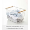 image:imageYamazaki Home Tosca Laundry Basket  Laundry Basket With Wooden Handles  Large 15  Steel  Wood  87 Gallons 33 Liters  Versatile wire laundry basket with comfortable wooden handles Open grid steel design allows maximum airflow Saves spaceMedium