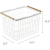 image:imageYamazaki Home Tosca Laundry Basket  Laundry Basket With Wooden Handles  Large 15  Steel  Wood  87 Gallons 33 Liters  Versatile wire laundry basket with comfortable wooden handles Open grid steel design allows maximum airflow Saves spaceMedium