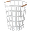 image:imageYamazaki Home Tosca Round Laundry Basket Saving 18  Steel  Wood  105 Gallon 40 Liters  Round wire laundry basket featuring a durable steel and wood construction Perfect for maximizing storage space Saves spaceWhite