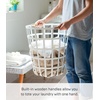 image:imageYamazaki Home Tosca Round Laundry Basket Saving 18  Steel  Wood  105 Gallon 40 Liters  Round wire laundry basket featuring a durable steel and wood construction Perfect for maximizing storage space Saves spaceWhite