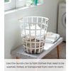 image:imageYamazaki Home Tosca Round Laundry Basket Saving 18  Steel  Wood  105 Gallon 40 Liters  Round wire laundry basket featuring a durable steel and wood construction Perfect for maximizing storage space Saves spaceWhite
