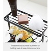 image:imageYamazaki Home Tower Bath Rack  Bathroom Shower Storage Holder Caddy Shelf Organizer  Small 13  Steel   Twotier bathroom shower storage holder and bath rack Compact caddy shelf organizer keeps bath essentials neat and tidyBlack
