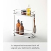 image:imageYamazaki Home Tower Bath Rack  Bathroom Shower Storage Holder Caddy Shelf Organizer  Small 13  Steel   Twotier bathroom shower storage holder and bath rack Compact caddy shelf organizer keeps bath essentials neat and tidyWhite
