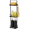image:imageYamazaki Home Tower Bath Rack  Bathroom Shower Storage Holder Caddy Shelf Organizer  Small 13  Steel   Twotier bathroom shower storage holder and bath rack Compact caddy shelf organizer keeps bath essentials neat and tidyBlack