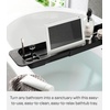 image:imageYamazaki Home Tower Expandable Bathtub Caddy  Bathroom Tray Table Holder 2  Abs Plastic Black