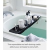 image:imageYamazaki Home Tower Expandable Bathtub Caddy  Bathroom Tray Table Holder 2  Abs Plastic Black
