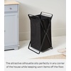 image:imageYamazaki Home Tower Laundry Hamper Clothes Basket With Cotton Liner  Small 252  Steel  Cotton  12 Gallons 45 LitersBlack