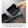 image:imageYamazaki Home Tower Steel and Ceramic Pet Food Stand  2 Bowls for Food and Water  Feeder for Small Cats and Dogs  NonSlip  Short  125 Cups 300 Milliliters Per BowlBlack