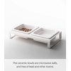 image:imageYamazaki Home Tower Steel and Ceramic Pet Food Stand  2 Bowls for Food and Water  Feeder for Small Cats and Dogs  NonSlip  Short  125 Cups 300 Milliliters Per BowlWhite