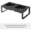 image:imageYamazaki Home Tower Steel and Ceramic Pet Food Stand  2 Bowls for Food and Water  Feeder for Small Cats and Dogs  NonSlip  Short  125 Cups 300 Milliliters Per BowlBlack