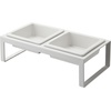 image:imageYamazaki Home Tower Steel and Ceramic Pet Food Stand  2 Bowls for Food and Water  Feeder for Small Cats and Dogs  NonSlip  Short  125 Cups 300 Milliliters Per BowlWhite
