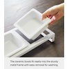 image:imageYamazaki Home Tower Steel and Ceramic Pet Food Stand  2 Bowls for Food and Water  Feeder for Small Cats and Dogs  NonSlip  Short  125 Cups 300 Milliliters Per BowlWhite