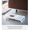 image:imageYamazaki Home Tower Steel and Ceramic Pet Food Stand  2 Bowls for Food and Water  Feeder for Small Cats and Dogs  NonSlip  Short  125 Cups 300 Milliliters Per BowlWhite