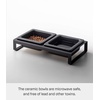 image:imageYamazaki Home Tower Steel and Ceramic Pet Food Stand  2 Bowls for Food and Water  Feeder for Small Cats and Dogs  NonSlip  Short  125 Cups 300 Milliliters Per BowlBlack
