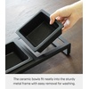 image:imageYamazaki Home Tower Steel and Ceramic Pet Food Stand  2 Bowls for Food and Water  Feeder for Small Cats and Dogs  NonSlip  Short  125 Cups 300 Milliliters Per BowlBlack