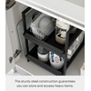 image:imageYamazaki Home UnderSink Rack TwoTier with PullOut Shelf Steel Black  Versatile undersink rack features a twotier organization system with sliding drawers Adds practical everyday storageBlack