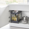 image:imageYamazaki Home UnderSink Rack TwoTier with PullOut Shelf Steel Black  Versatile undersink rack features a twotier organization system with sliding drawers Adds practical everyday storageBlack