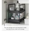 image:imageYamazaki Home UnderSink Rack TwoTier with PullOut Shelf Steel Black  Versatile undersink rack features a twotier organization system with sliding drawers Adds practical everyday storageBlack