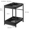 image:imageYamazaki Home UnderSink Rack TwoTier with PullOut Shelf Steel Black  Versatile undersink rack features a twotier organization system with sliding drawers Adds practical everyday storageBlack