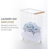 image:imageYamazaki Home Wire Slim Saving Rolling Wheeled Clothing Hamper  Steel  Wood  Laundry Basket One Size White  Heavyduty wire laundry hamper with wheels The rolling laundry cart features a convenient builtin handle Holds up to 55Llaundry hamper