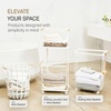 image:imageYamazaki Home Wire Slim Saving Rolling Wheeled Clothing Hamper  Steel  Wood  Laundry Basket One Size White  Heavyduty wire laundry hamper with wheels The rolling laundry cart features a convenient builtin handle Holds up to 55Llaundry hamper