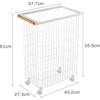 image:imageYamazaki Home Wire Slim Saving Rolling Wheeled Clothing Hamper  Steel  Wood  Laundry Basket One Size White  Heavyduty wire laundry hamper with wheels The rolling laundry cart features a convenient builtin handle Holds up to 55Llaundry hamper