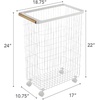 image:imageYamazaki Home Wire Slim Saving Rolling Wheeled Clothing Hamper  Steel  Wood  Laundry Basket One Size White  Heavyduty wire laundry hamper with wheels The rolling laundry cart features a convenient builtin handle Holds up to 55Llaundry hamper
