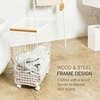 image:imageYamazaki Home Wire Slim Saving Rolling Wheeled Clothing Hamper  Steel  Wood  Laundry Basket One Size White  Heavyduty wire laundry hamper with wheels The rolling laundry cart features a convenient builtin handle Holds up to 55Llaundry hamper