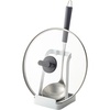 image:imageYAMAZAKI Home Lid and Ladle Stand Large Kitchen Utensil Organizer Black  Versatile kitchen stand for utensils lids and cookbooks Compact design with a removable drip tray Home chef must haveWhite