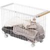 image:imageYamazaki Home Compact Rolling Laundry Cart Wire Hamper with Wheels White  Compact rolling laundry basket cart features a metal hamper with wheels and a handle for easy mobility Keeps items tidyWhite