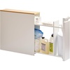 image:imageYamazaki Home PullOut Bathroom Storage Cabinet with Wood Top White  Slim spacesaving bathroom storage cabinet with a natural wood top Clever pullout design Holds 12 rolls of toilet paperWhite