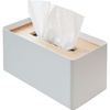 image:imageYamazaki Home Rin Reusable Tissue Box Cover Metal Holder Container Case with Natural Wooden Lid  SteelAsh